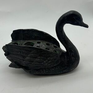 Elegant Petite Cast IronSwan Sculpture Candle Holder